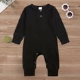 thumbnail image 2 of Ulanda Unisex Infant Boy Girl Long Sleeve Romper Cotton Solid Bodysuit One Piece Jumpsuit Newborn Baby Outfits (Black, 18-24 Months), 2 of 8