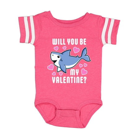 

Inktastic Will you be my Valentine with Cute Shark and Hearts Gift Baby Boy or Baby Girl Bodysuit