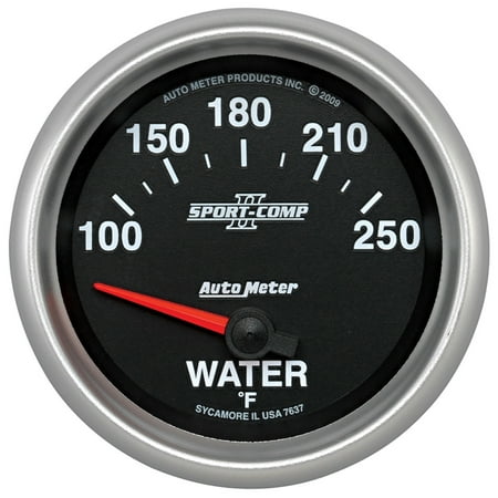 Autometer 7637 Sport-Comp II Water Temperature Gauge, 2-5/8", 100-250 F, Electric
