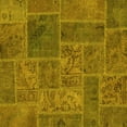 thumbnail image 1 of Ahgly Company Machine Washable Indoor Square Patchwork Yellow Transitional Area Rugs, 3' Square, 1 of 4