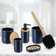 thumbnail image 6 of Navy Blue Bathroom Essentials Set with Natural Bamboo - 5 pieces, 6 of 6