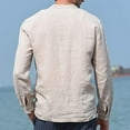 thumbnail image 4 of gbyLJF Mens Casual Shirts Long Sleeve Half Button Down Round Neck Blouse Solid Color Open Front Loose Fit Shirt, 4 of 4