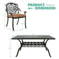 thumbnail image 5 of VIVIJASON 7-Piece Outdoor Furniture Dining Set, All-Weather Cast Aluminum Patio Conversation Set, Include 6 Cushioned Chairs and a Rectangle Table with Umbrella Hole for Balcony Lawn Garden Backyard, 5 of 7