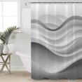 thumbnail image 4 of Shower Curtain, Abstract Ocean Waves Fluid Lines Waterproof Shower Curtain Set with Hooks for Bathroom Showers,Stalls and Bathtubs,36x72In Gradient Gray, 4 of 9