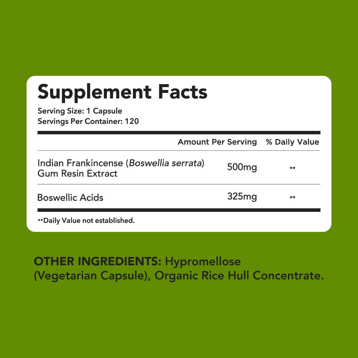 Amandean Boswellia Serrata Extract. 500mg 120 Veggie Capsules. 65% Boswellic Acids with AKBA. Natural Ayurvedic Supplement (Indian Frankincense). Premium 3rd Harvest. (Packaging May Vary)