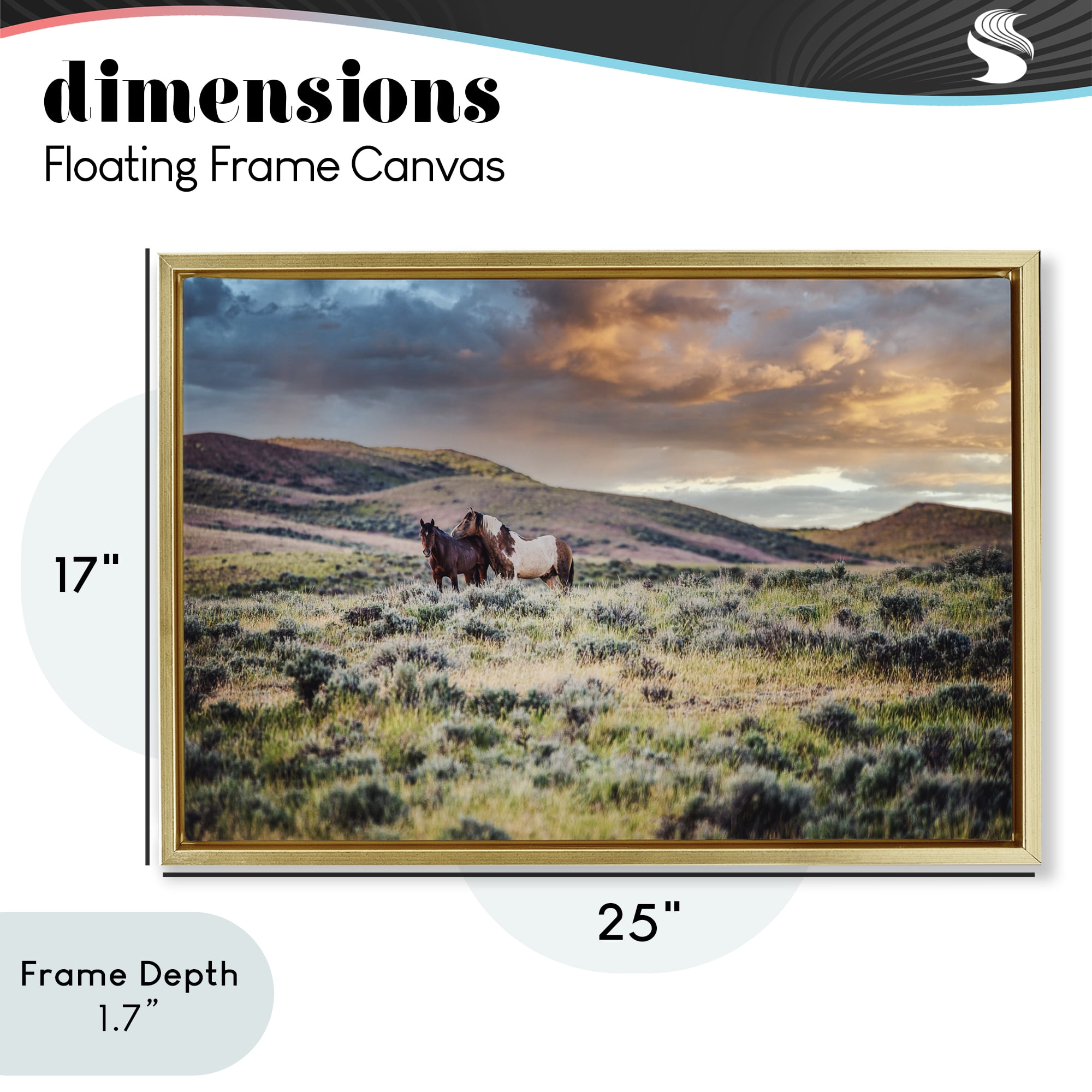Stupell Industries Stay Close Horses Gold Framed Floater Canvas Wall Art, design by Tim West