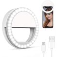 thumbnail image 2 of Anillo de luz para selfies, círculo LED, luz de relleno para selfies con clip y burbujas LED, recargable por USB, portátil para teléfonos inteligentes iPhone, computadoras portátiles, fotografías, 2 of 5