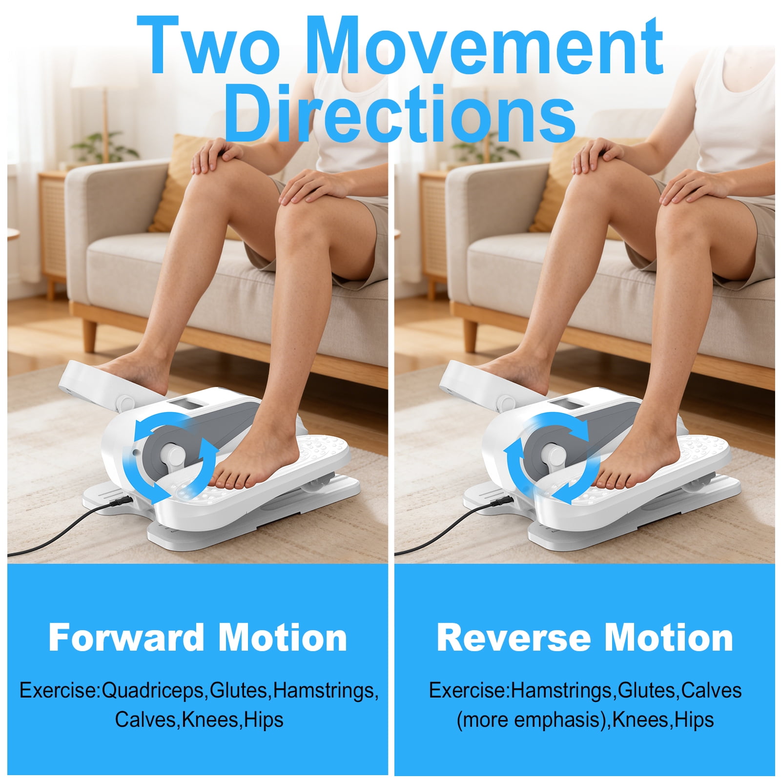 Funslim Under Desk Elliptical Machine, Electric Elliptical Exerciser for Senior, Quiet & Small Electric Seated Pedal Exerciser for Home with Remote Control，Display Monitor & 12 Adjustable Speeds