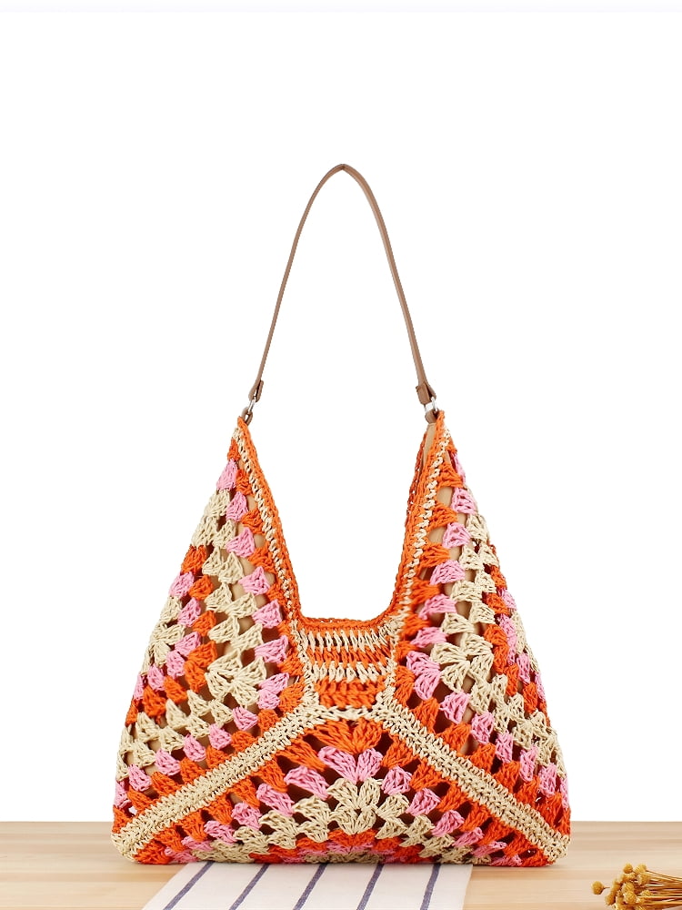 Straw Hobo Bags for Women Vintage Shoulder Bag Everything Tote Bag Designer Beach Bag Holiday Work Everyday Summer