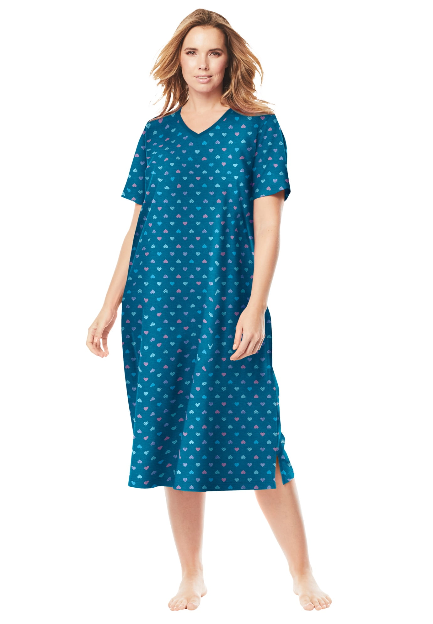 Dreams & Co. Dreams & Co. Women's Plus Size Long Print Sleepshirt