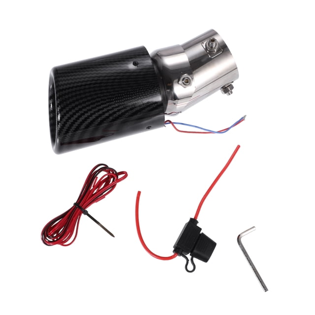 Unique Bargains Embout d'Échappement avec Lumières LED Rouges Réglable 1.4-2.2 Pouces Longueur d'Entrée 8.3 Pouces Acier Inoxydable