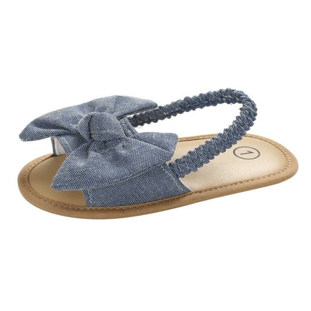 

Binwwede Summer Baby Girls Sandals Big Bowknot Slides with Elastic Back Strap Flats Non-Slip Rubber Sole Toddler Slippers for Kids MHXX