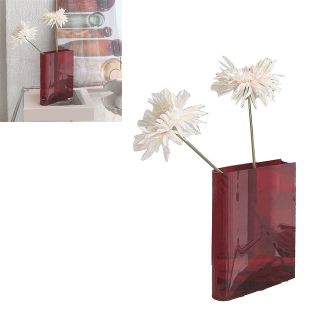 Vase Livre, Vase à Fleurs en Forme de Livre Moderne pour Maison Caractères Transparents Noirs, Caractères Transparents Blancs, Caractères Bleus Blancs, Caractères Marron Blancs, Caractères Rouges Blancs