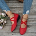 thumbnail image 6 of Viluyesy Womens Ballet Flats, Comfortable Strap Low Wedge Heels Soft Sole Casual Work Office Shoes Red US6, 6 of 6