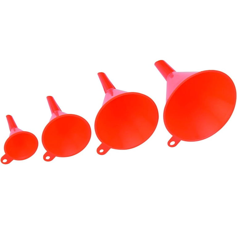 4-Piece Heavy Duty Plastic Funnel Set - 2", 3", 4", 5" Diameter For Auto, Kitchen & Oil