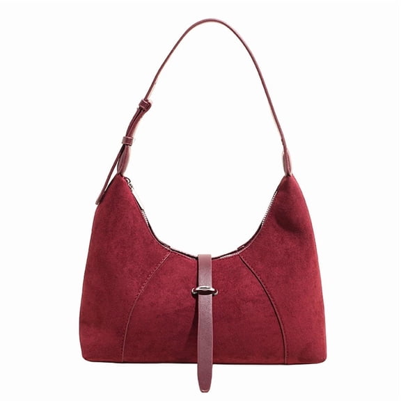 Sunyeur Womens Vintage Faux Suede Shoulder Bag, Trendy Dumpling Crossbody Handbag Hobo Bag Commuter Satchels