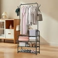 thumbnail image 3 of Solid Wood Coat Rack Freestanding Clothing Rack with Wheels Shelves Storage & Hooks Heavy Duty Clothes Rack Wood Coat Tree Stand Hat Hanger Rack for Corner Bedroom Entryway Living Room Hotel, 3 of 6