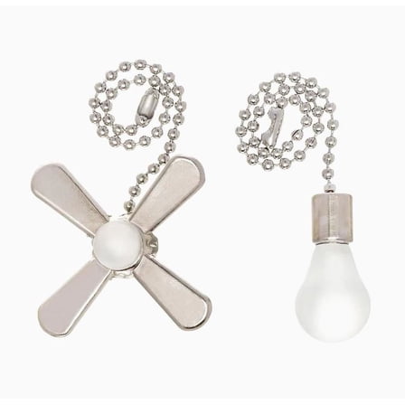 7" Satin Nickel Pull Chain Ceiling Fan with Light Bulb