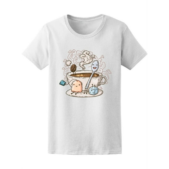 Tea Idyll Cartoon T-Shirt Women -Image by Shutterstock, Female Large