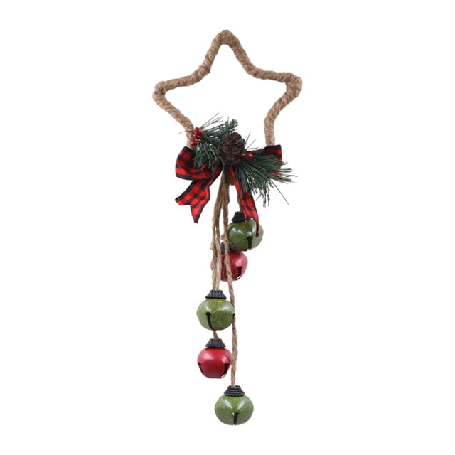 Adorno colgante para árbol de Navidad, campana navideña, colgante decorativo rústico. Longitud 32 cm
