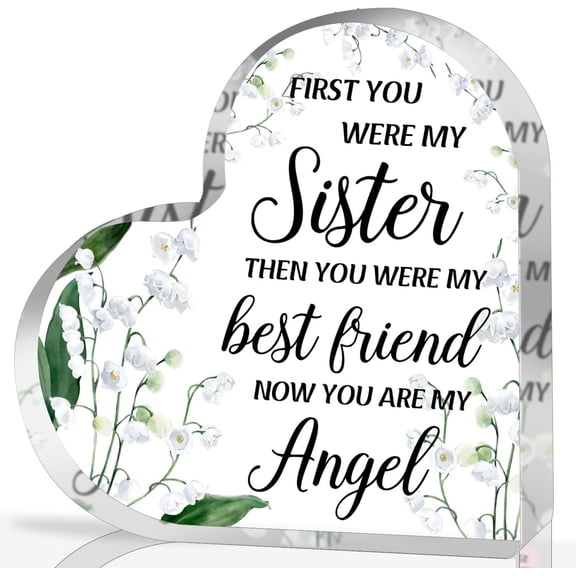 Sympathy Gifts for Loss of Sister, Memorial Gifts for Friends Female Women, In Memory of Sister Acrylic Heart Plaque, Funeral Remembrance Decor Ornament Sign, Bereavement Condolences Grief Gifts