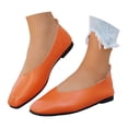 thumbnail image 2 of OOOUM Women V Cut Faux Leather Ballet Flats Slip On Soft Casual Slip On Loafers Lightweight Flexible Daily Walking Shoes Orange US:6.5, 2 of 8