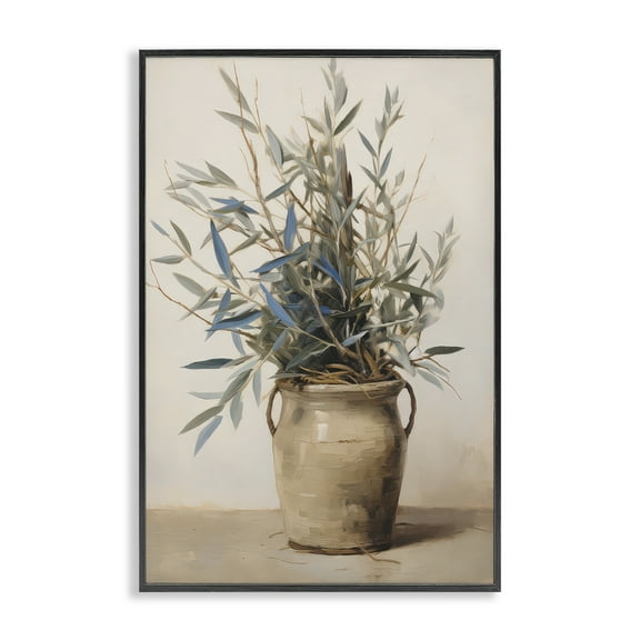 Stupell Industries Country Pottery Plant Plants & Flowers Painting Black Framed Art Print Wall Art, 12 x 18