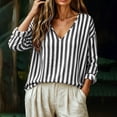thumbnail image 6 of VBVC Women's V Neck Striped Tunic Top , Ladies' Casual Long Sleeve Blouse , Loose Summer Beach Shirt For Women, Black , S-2XL, 6 of 8
