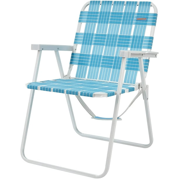 WEJOY Folding bed Lawn Beach Chair, High Back Seat Backpack for Adult 265 LBS, Blue