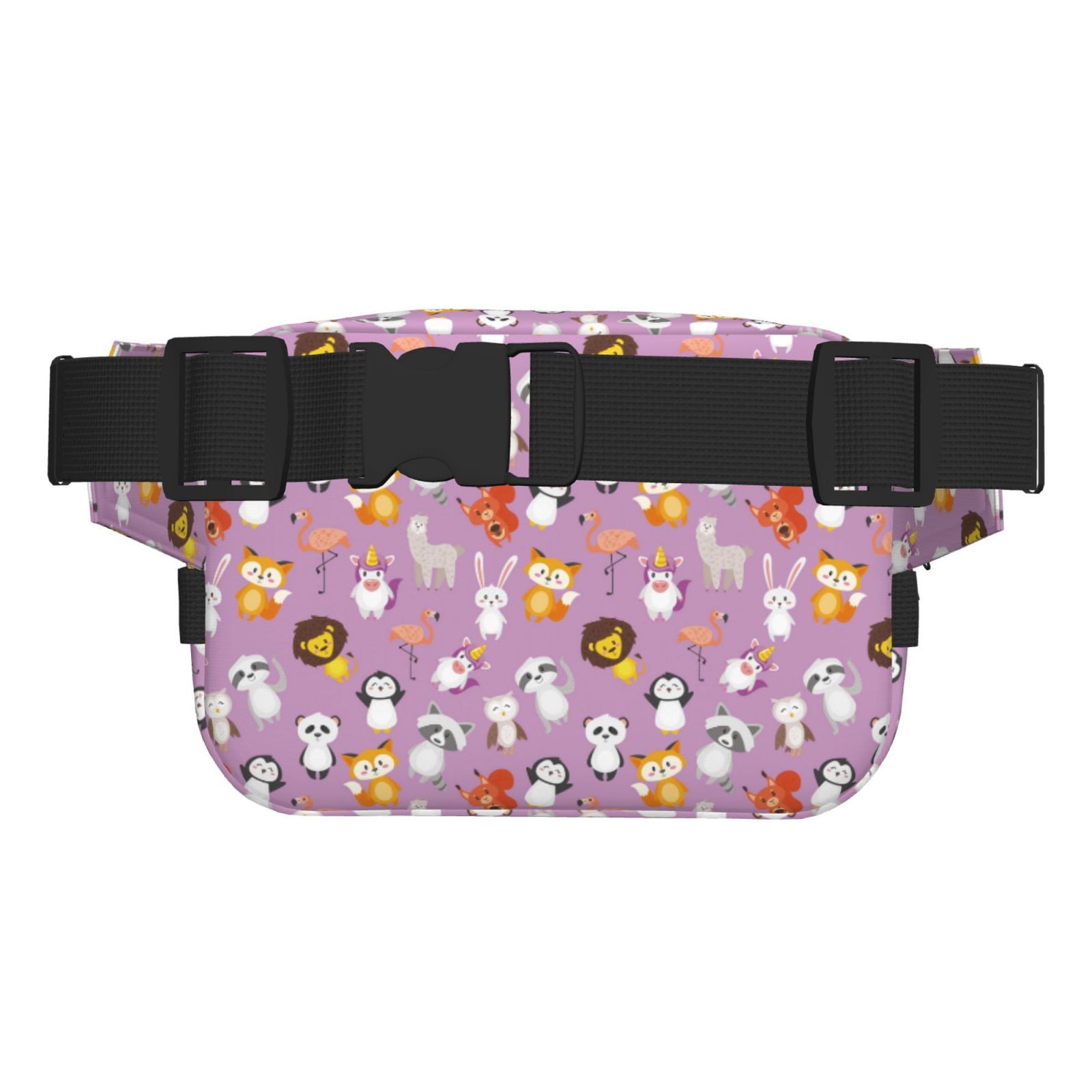 Picia Lovely Animals Print Square Double-Layer Waist Bag Mini Adjustable Waist Belt Bag Exercise Running Travel Hiking