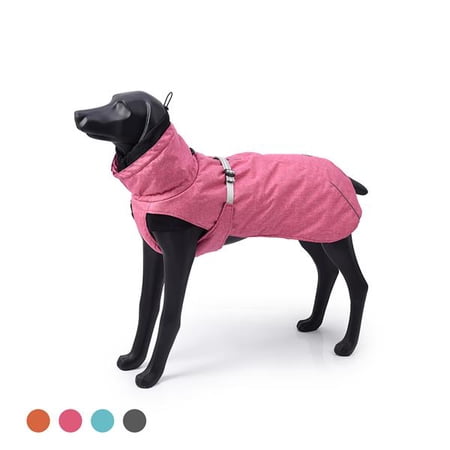 Fithood New Style Dog Winter Jacket with Waterproof Warm Polyester Filling Fabric-(pink, size M)