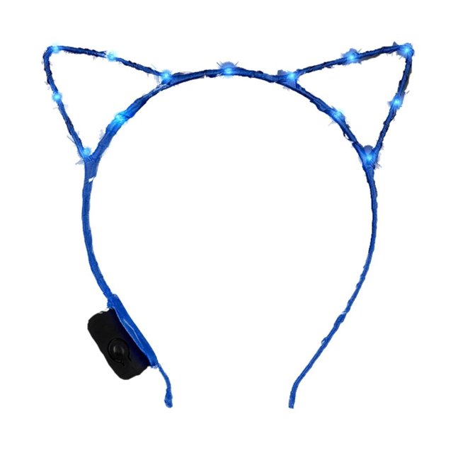 Diadema LED azul con forma de oreja de gatito