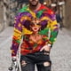 thumbnail image 1 of Ceisia Men's All-Over Mardi Gras Print T-Shirt | Slim Long-Sleeve Crewneck Winter Festive Top Gift, 1 of 5