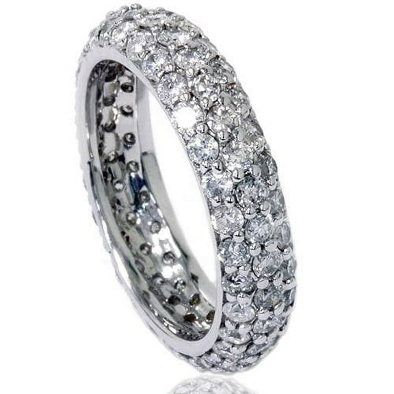 Pompeii 2 1/2ct SI Diamond Pave Eternity Wedding Ring Band 14K White Gold Size 6 (G,SI)