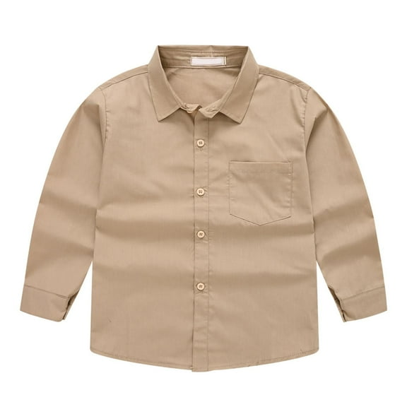 Kayannuo Long Sleeve Shirts Spring Toddler Shirt Jacket Solid Color Long Sleeve Lapel Button Jacket Kids Boys Girls Shirts Coats Fall Tops