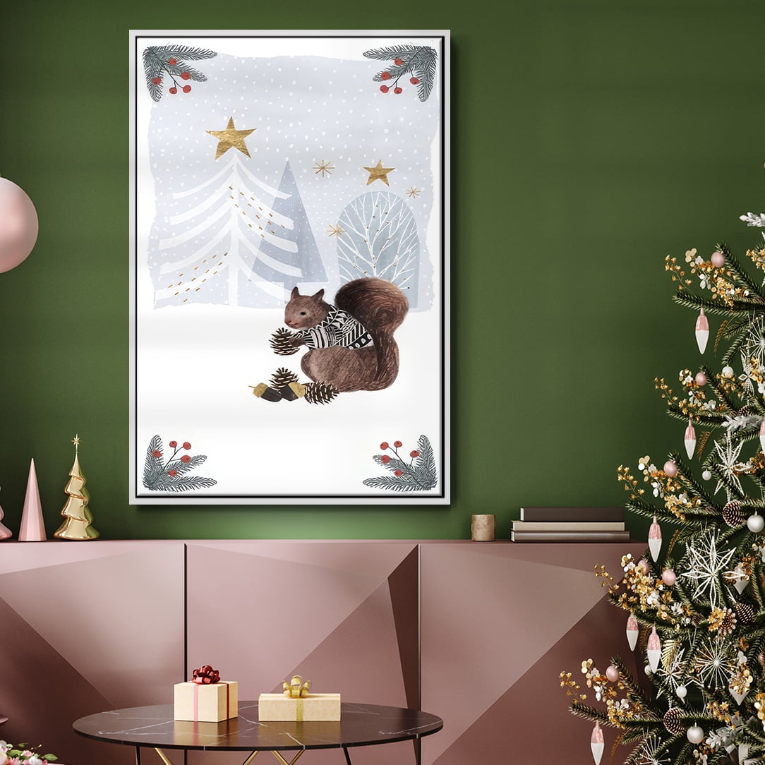 Cozy Christmas Collection B - Framed Gallery Wrapped Holiday Canvas - 17 x 25 - White Frame