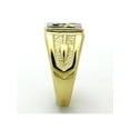 thumbnail image 4 of Men's Stainless Steel 14K Gold Ion Plated Crystal Masonic Lodge Freemason Ring Size 13, 4 of 6