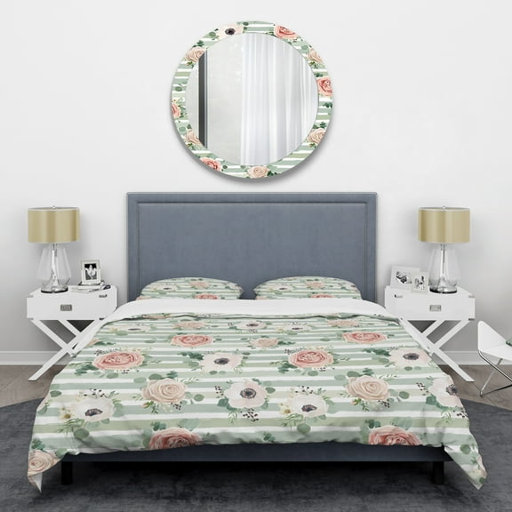 Designart 'Floral Retro Pattern V' Mid-Century Modern Duvet Cover Set