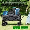 thumbnail image 5 of CREATIVE HOBBIES Collapsible Folding Outdoor Camping Wagon, Park Utility Wagon Picnic Camping Cart with 8" AllWheels, Iron Folding Table top 4 Plate mats, 5 of 8