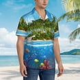 thumbnail image 3 of Xecao Island And Coral Reef Print Hawaiian shirt - A Stylish Short-Sleeve Button-Down for Men, Perfect for Casual Beach and Tropical Outings.,XX-Large, 3 of 7