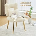 thumbnail image 5 of XiHuaZhaoChen Armless Upholstered Chair for Makeup Vanity, Cute Sherpa Accent Chair for Living Room, Bedroom, Dressing Room, Vanity Stool Chair with Back, Gold Legs, IvoryWhite, 5 of 8