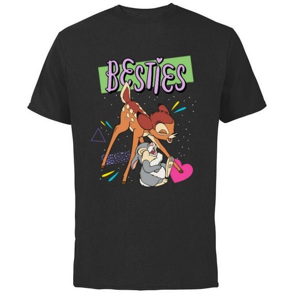 Disney Bambi and Thumper Besties BFF Best Friends Valentine - Short Sleeve Cotton T-Shirt for Adults - Customized-Black