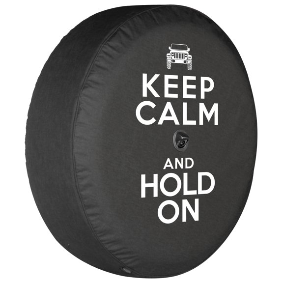 Boomerang - 32" Soft JL Tire Cover for Jeep JL Wrangler (w/ back-up camera) (2018-2020) - Sport & Sahara - Keep Calm Hold On