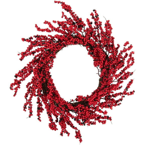 Northlight 22" Unlit Burgundy Red Artificial Berry Christmas Wreath