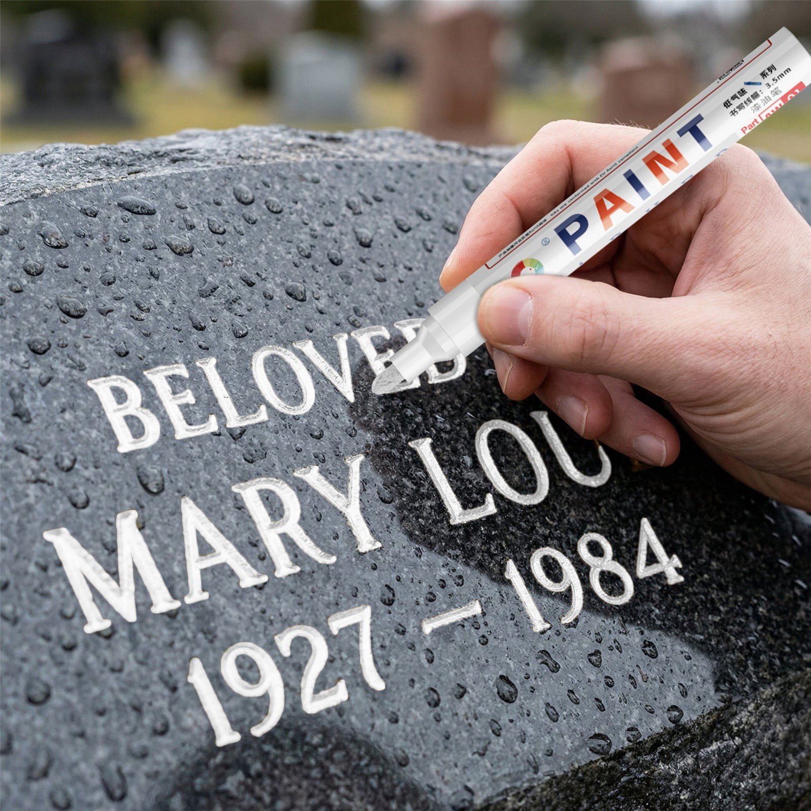 Restoration Paint Marker for Stone And Ceramic, Oil-Based Gold Paint Pen for Weather-Resistant Inscriptions, User-Friendly for Family Memorial Upkeep, 1 Pen