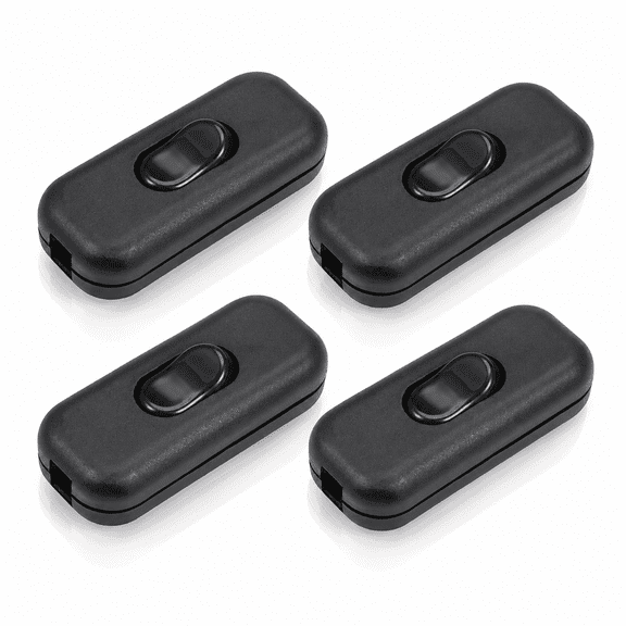 4PCS Inline Rocker Switch, 110-250V Cord Switch for Lamps, Table Lamps and Floor Lamps, Black