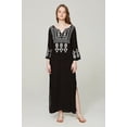 thumbnail image 1 of Vestidos largos bohemios TEELYNN 2018, vestidos étnicos con bordados florales de rayón, vestidos elegantes con escote en V y aberturas laterales, vestidos casuales hippies para mujer, 1 of 5