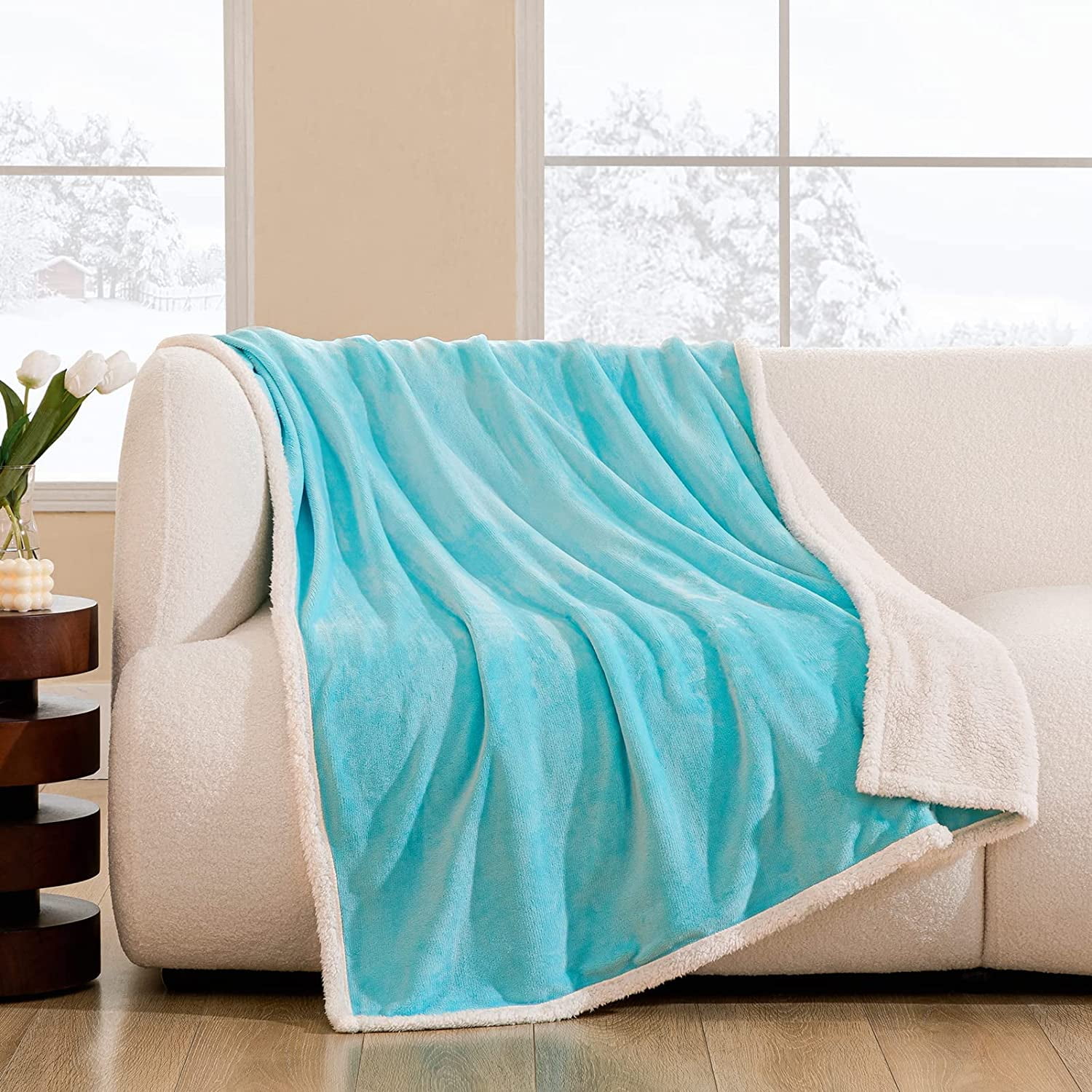 HBlife Sherpa Throw Blanket for Couch 50X60 Inches, Super Cozy Fuzzy