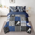 thumbnail image 3 of Homewish Cartoon Ice Hockey Twin Bedding Sets 7-Piece for Teens, American Sports Player Bedding Comforter Set, Navy Buffalo Plaid Reversible Sheet Sets, Super Cozy Room Decor, 3 of 8
