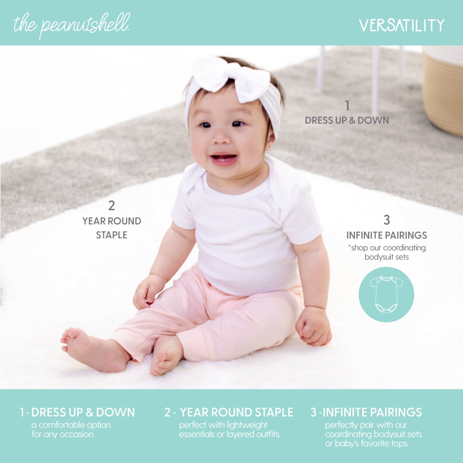 The Peanutshell Baby Girl Pants, Cotton Pull On Pants for 18-24 Months Old, Butterfly Kisses, 5-Pack